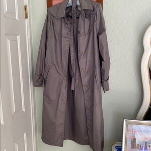 Gray Full-Length Trench Coat with Belt